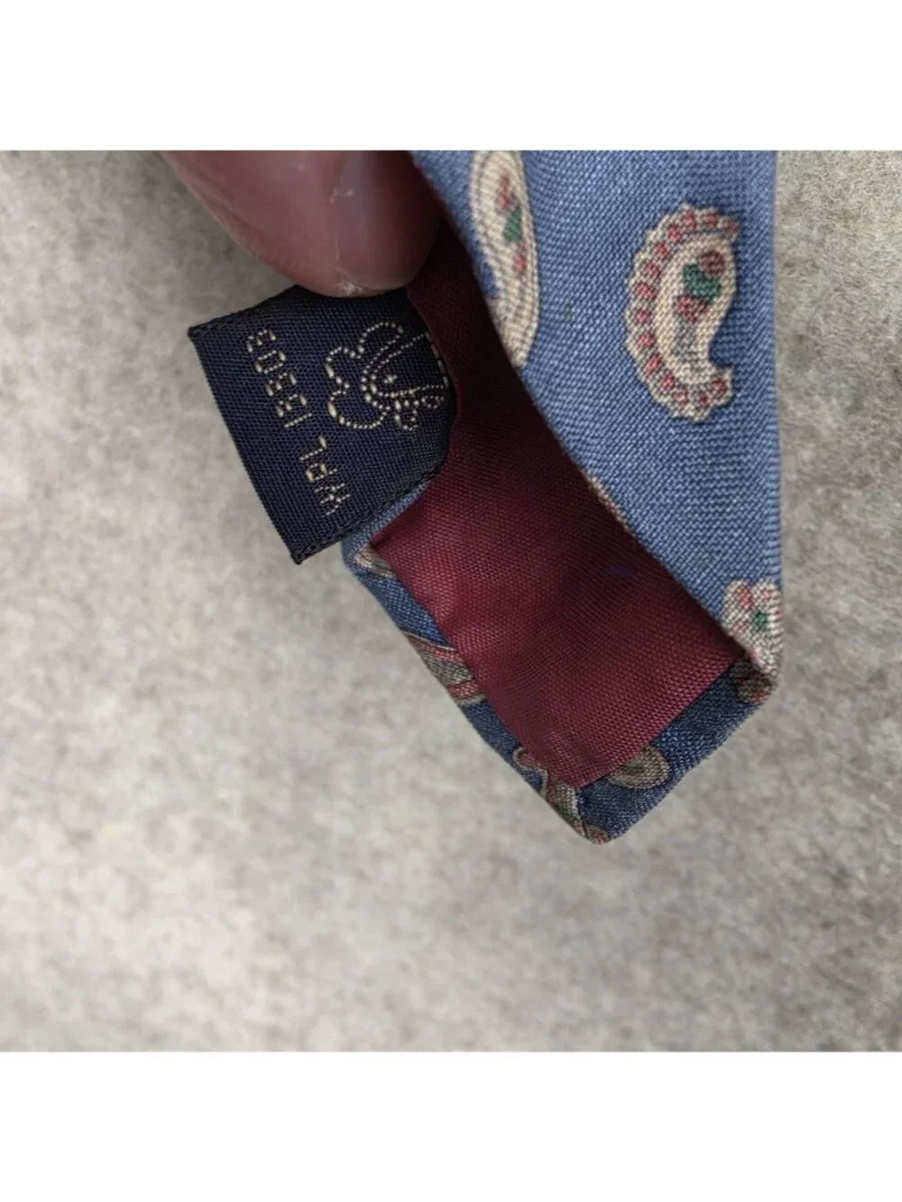 Rooster Mens Silk Necktie Blue Paisley Design All Silk Narrow Classic Style